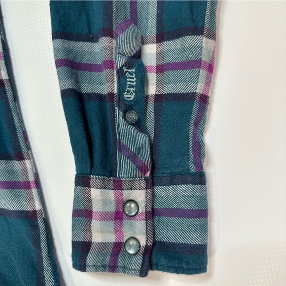 Cruel Girl Plaid Pearl Snap Shirt – Western Button Down Large - Picture 4 of 12